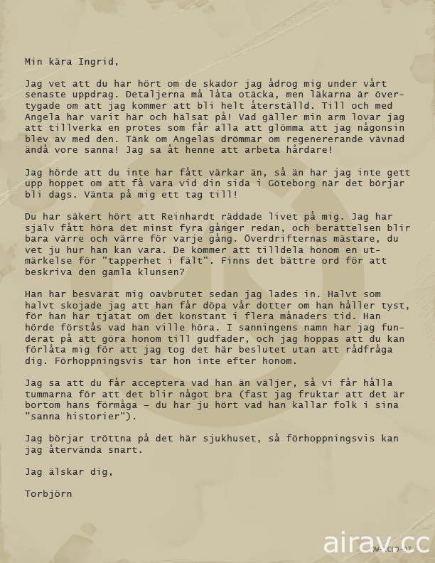 《鬥陣特攻》曝光「托比昂給妻子的一封信」 提示第 27 位新英雄情報