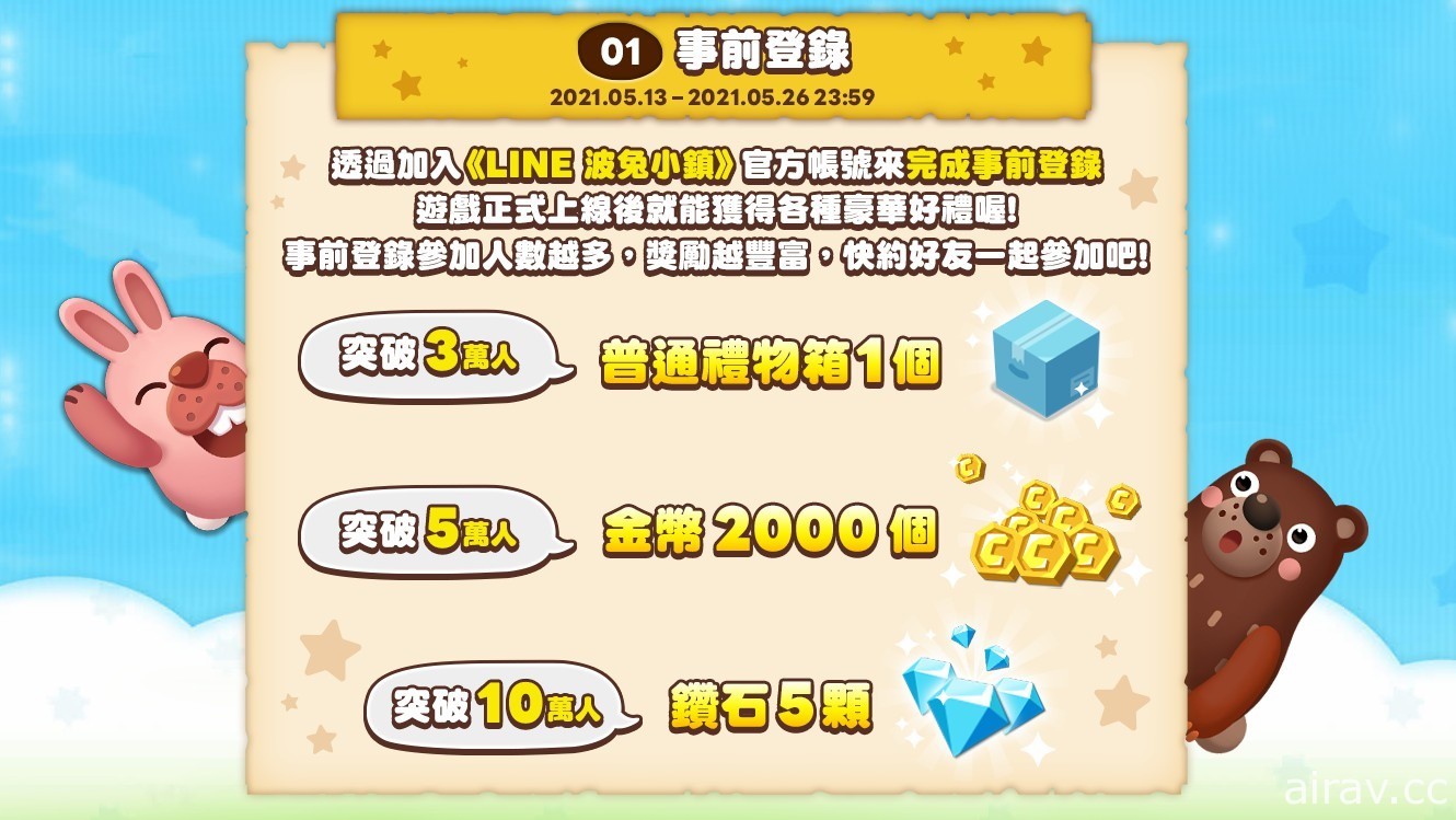 点击消除型益智游戏《LINE 波兔小镇》事前登录开跑 集星星和素材重新打造小镇