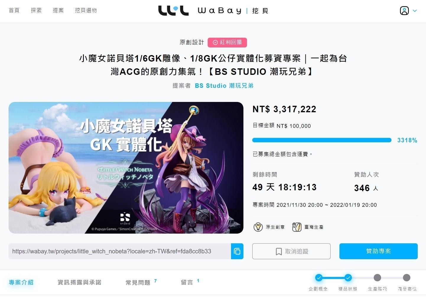 台灣工作室聯手打造《小魔女諾貝塔》實體化 GK！募資首日金額突破 300 萬