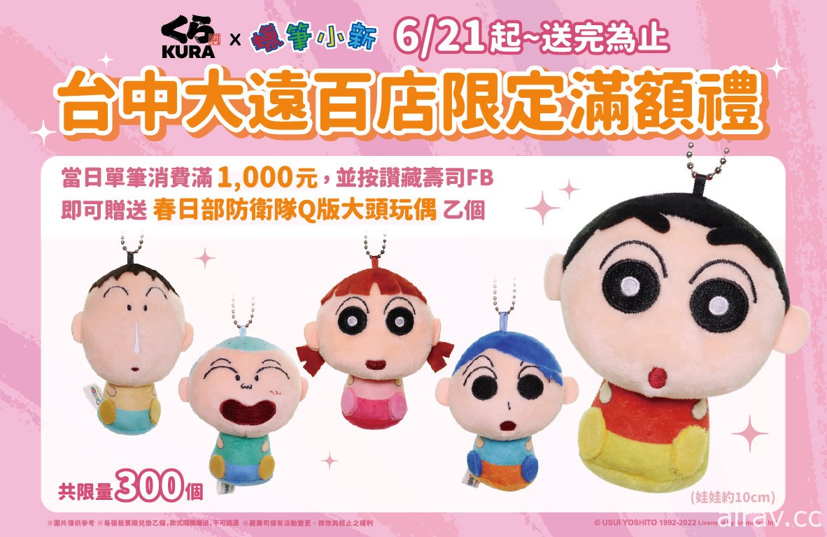 藏壽司 6 月 21 日進駐台中大遠百 限量贈送《蠟筆小新》Q 版玩偶